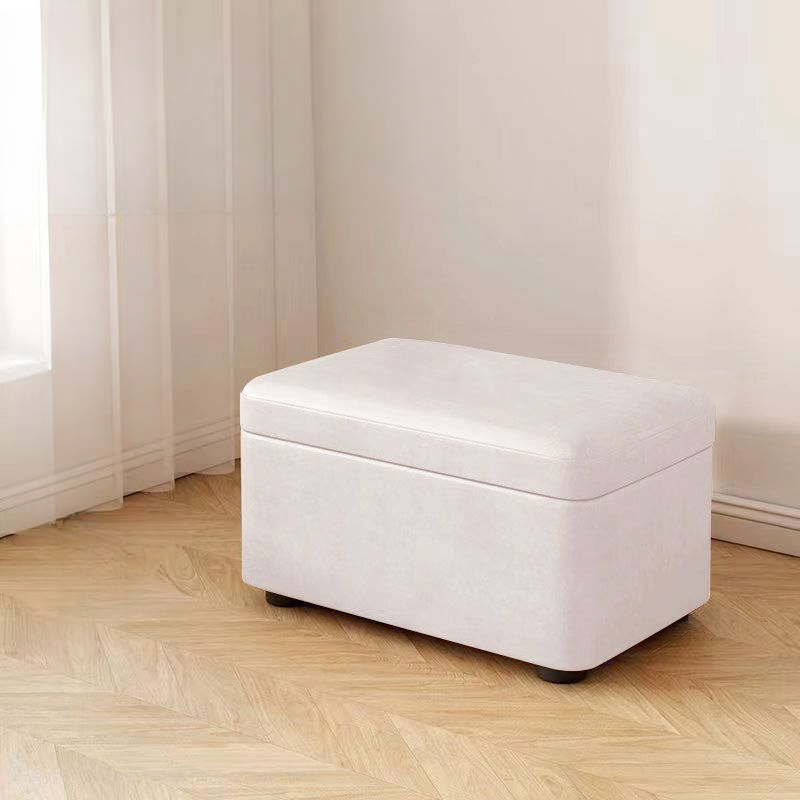 Modern Simple Style Rectangular/Square Solid Colour Standard Ottoman in Gray/White/Cerulean with Container Storage and Timber Frame