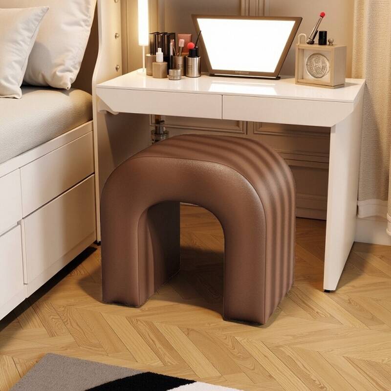 Modern Simple Style Rectangular Solid Colour Standard Ottoman in Gray/Auburn/Ivory with Timber Frame