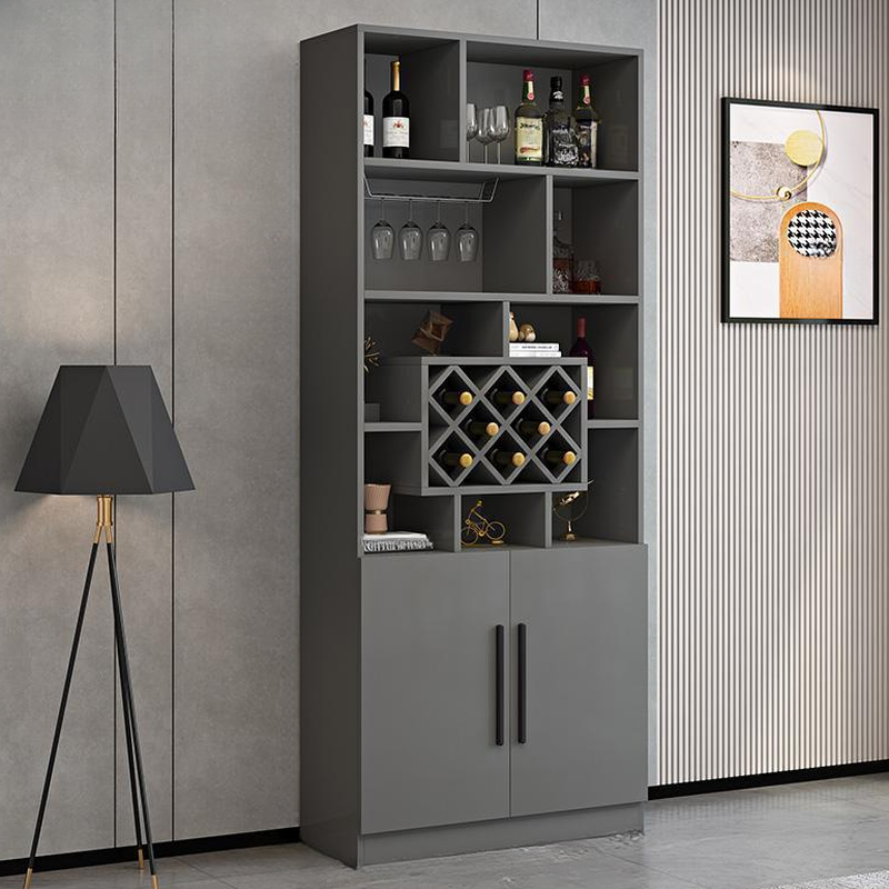 Floor Design Wine Cabinet & Wine Grid with Glass Rack Shelf and Gate Doors
