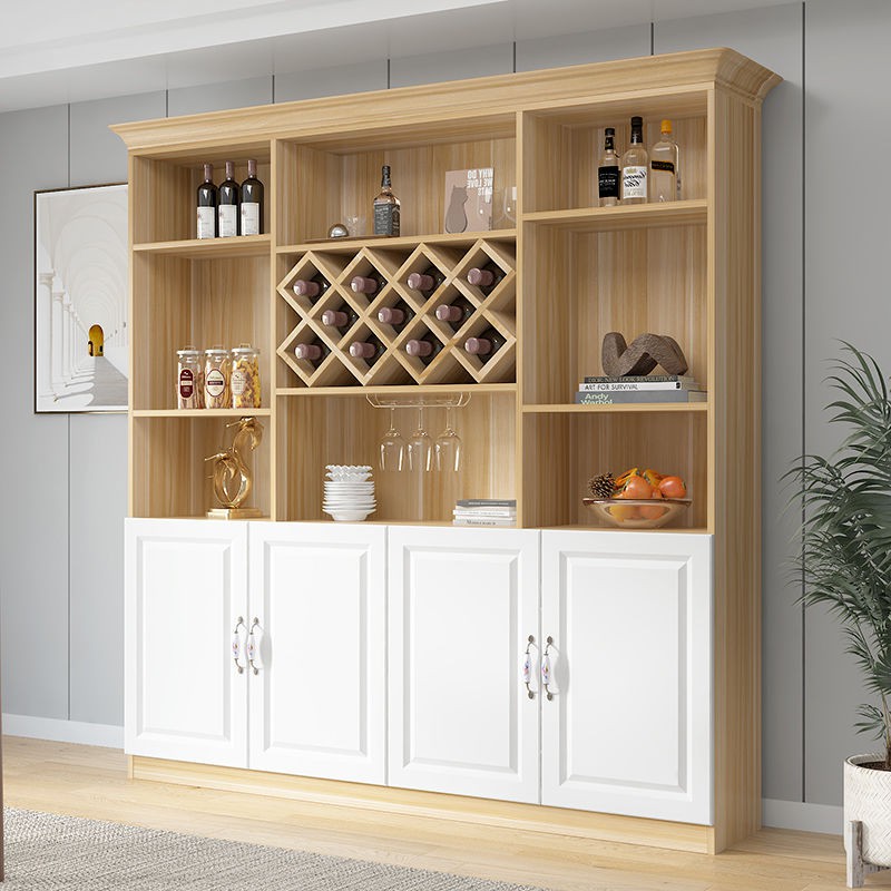 Floor Design Wine Cabinet & Wine Grid Featuring Glass Rack Shelf and Gate Doors