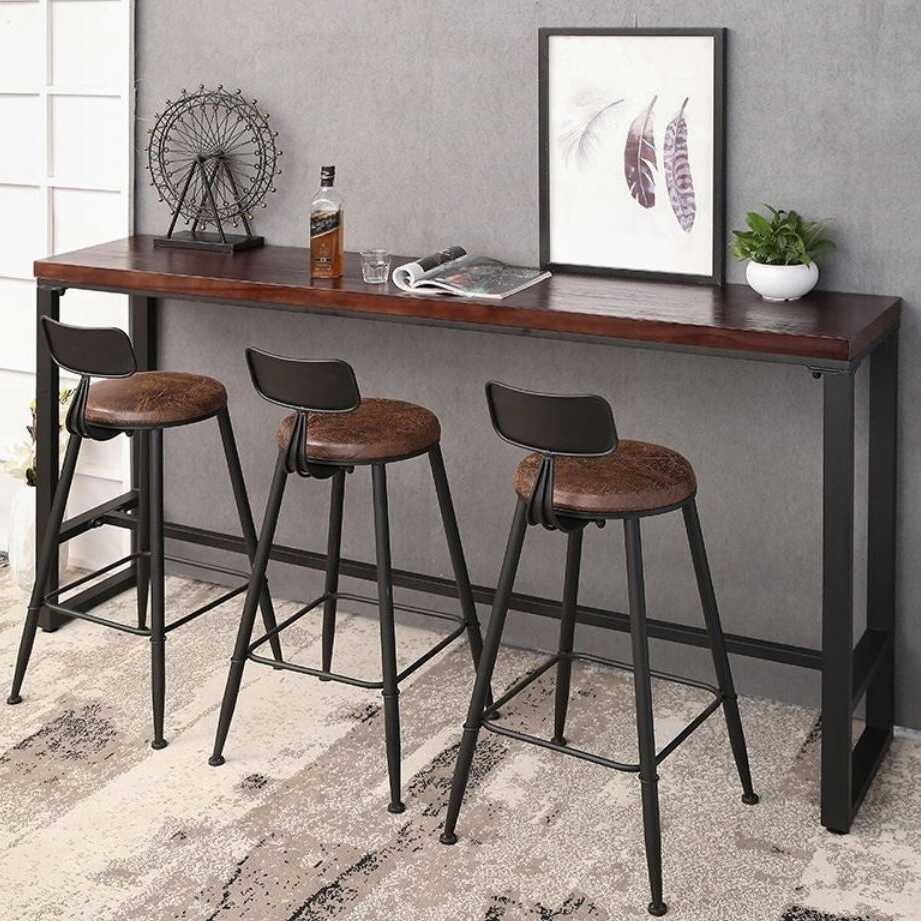Simplistic Rectangular Cocoa Engineered Wood Bistro Table with Trestle Base and Foot Pedestal