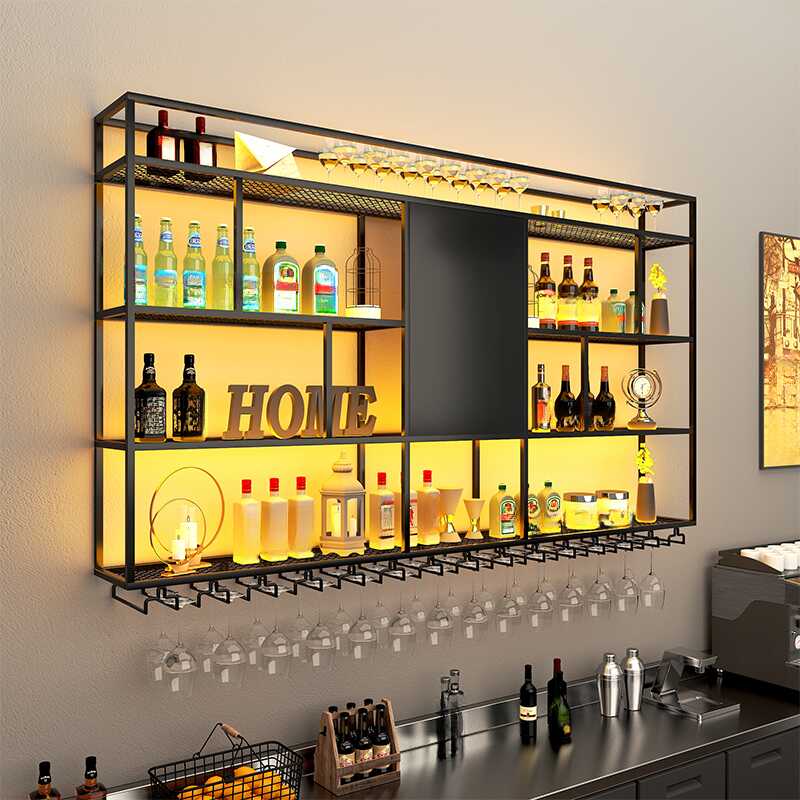 Iron Floating Liquor Racks with Glass Rack Shelf