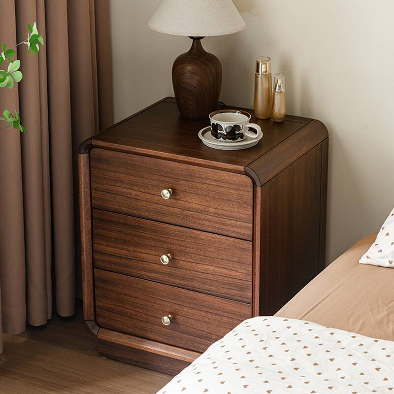 Cocoa Stylish Drawer Storage Nightstand with Walnut Countertop