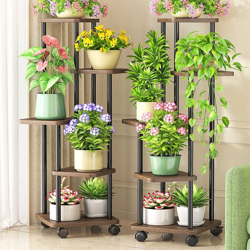 Square Engineered Wood Plant Holder with Roller Wheels