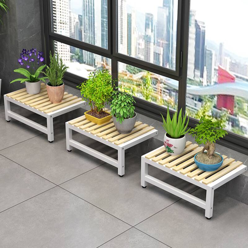 1 Tier Rectangle Engineered Wood Plant Holder with 1 Piece and 1 Shelf on Legs