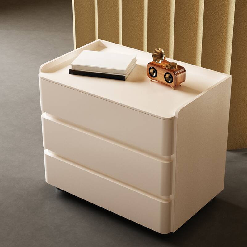 Stylish Drawer Storage Nightstand with 3 Drawers and Stone Countertop