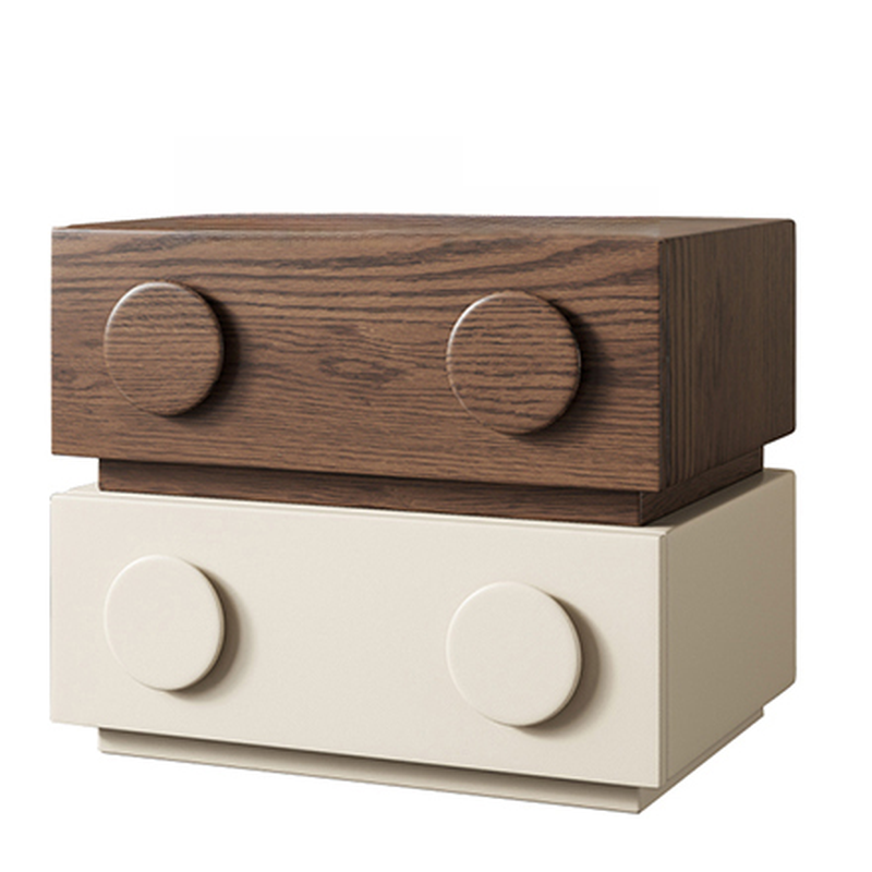 Stylish Drawer Storage Nightstand with 2 Drawers and Artificial Leather Countertop