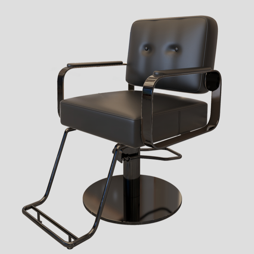 L-Shape Solid Colour Styling Chair with Full Back, Stainless Steel Frame, Footrest, and Swivel Adjustability