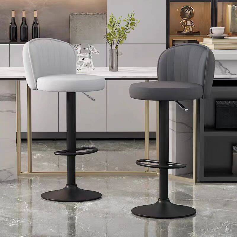 Art Deco Pub Stool with Adjustable Lift, Rawhide Backrest, Rotatable Round Top