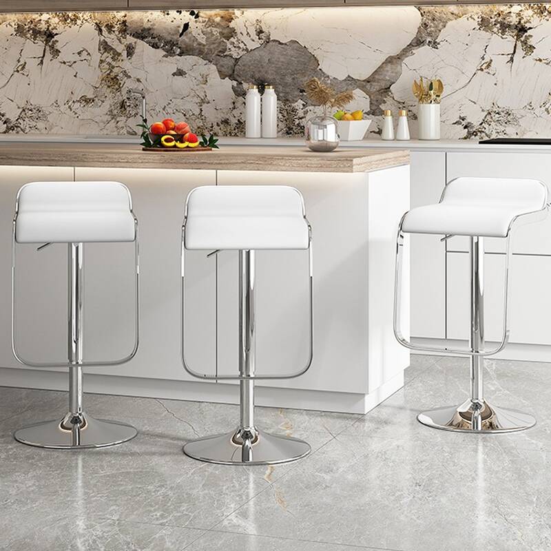 Art Deco Black/Chalk/Azure Rawhide Pub Stool with Adjustable Lift, Rotatable Backrest, and Horse Seat