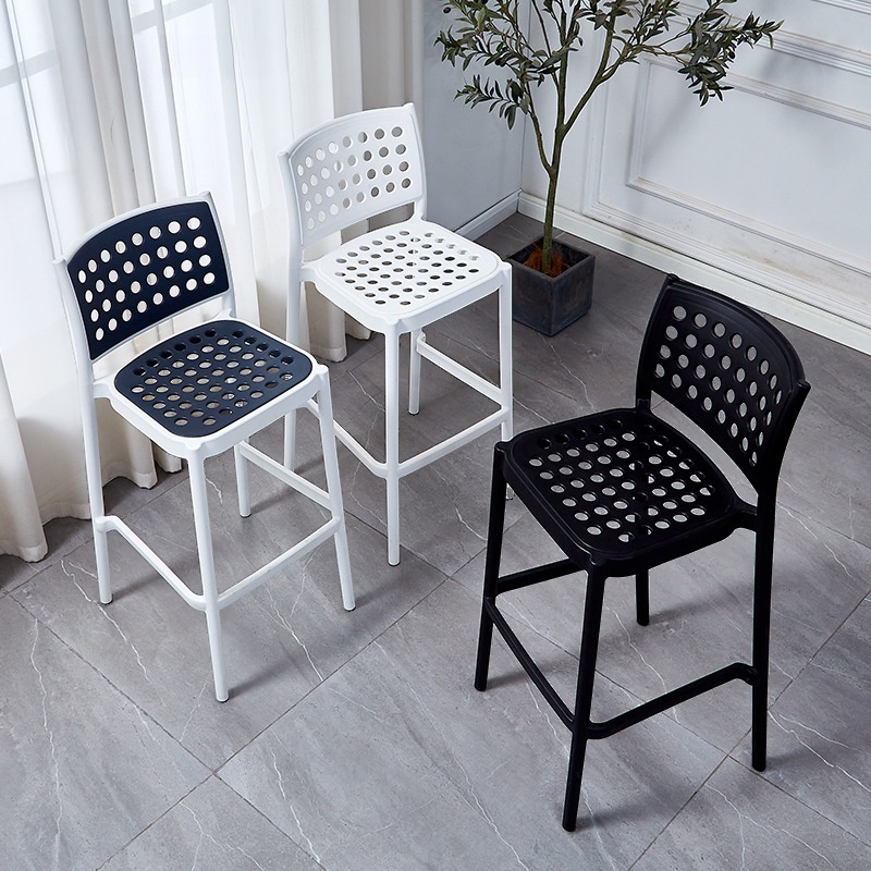 Art Deco Polymer Compound Pub Stool in Burgundy/Lemon Colour/Sage with Backrest, Nestable Rectangular Foot Support