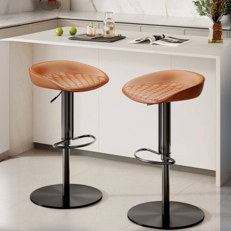 Art Deco Adjustable Lift Pub Stool in Black/Sage/Tan with Rotatable Pail Seat, Backrest, and Stainless Steel Frame