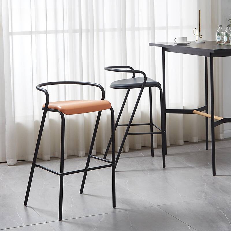 Art Deco Polymer Compound Pub Stool in Burgundy/Light Green/Amber Colour with Backrest, Nestable Rectangular Seat, and Foot Support