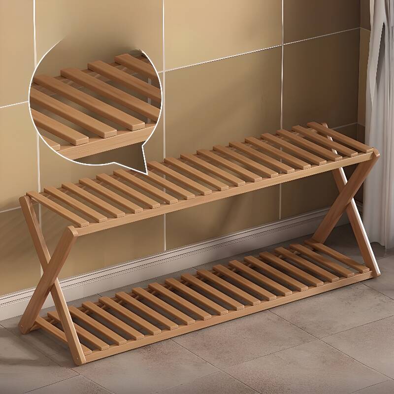 Contemporary Rectangle Multi-Level Wooden Plant Holder for Ground Installation