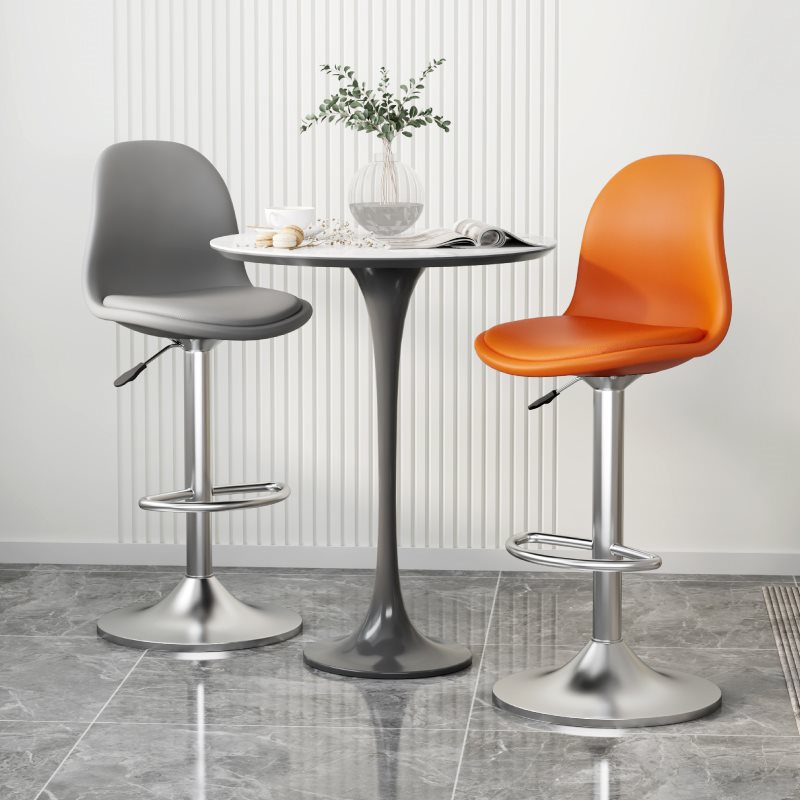 Art Deco Adjustable Lift Rawhide Pub Stool in Chalk/Azure/Lime Green with Backrest and Rotatable Horse Seat