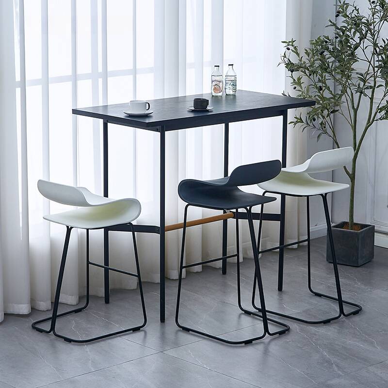 Minimalist Gray/Lemon/Amber Polymer Compound Rectangular Pub Stool with Backrest and Foot Support