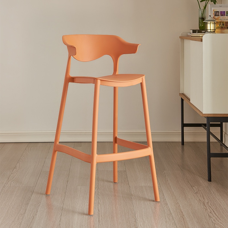 Art Deco Pub Stool in Light Green/Tan/Amber Polymer Compound with Backrest, Arm, Nestable Horse Seat