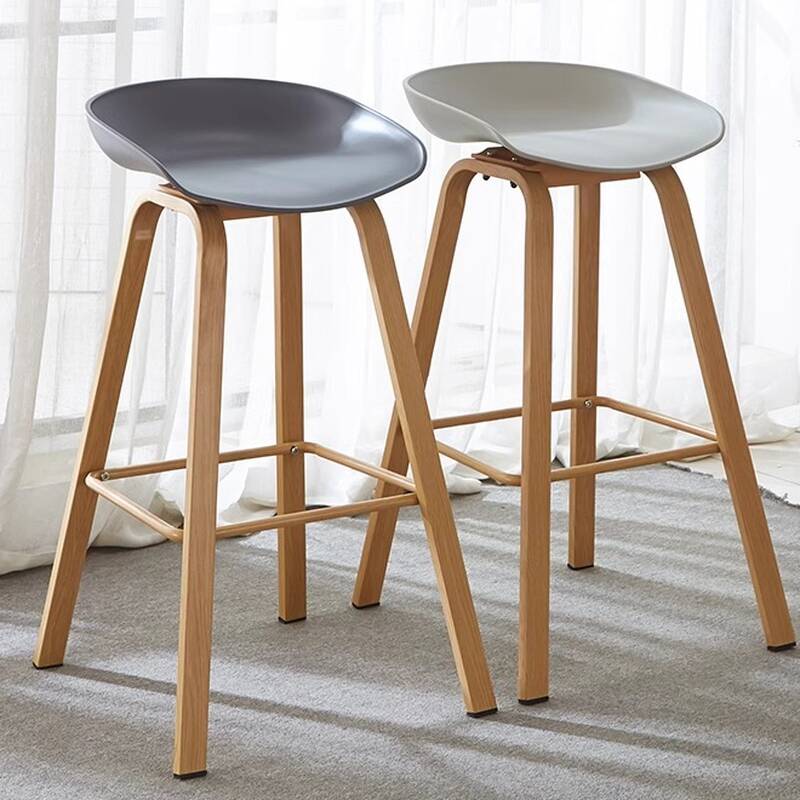 Art Deco Polymer Compound Pub Stool in Black/Gray/Chalk with Backrest and Pail Seat Featuring Foot Support