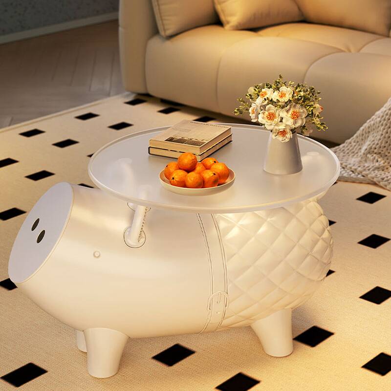 Simplistic Transparent Circular-shaped Drink Table with Tray Top and 4 Legs