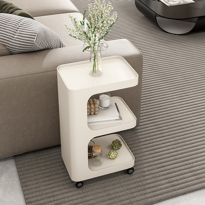 Natural Ink Rectangular Wheeled Drink Table with Tray Top and Shelf