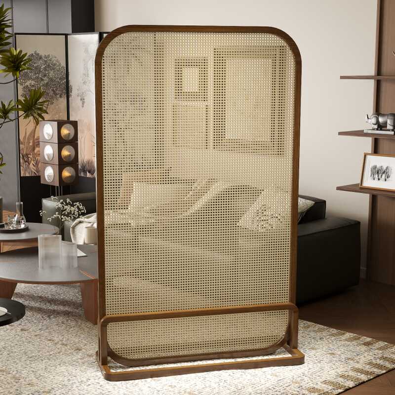 Cocoa Simplistic Translucent Single Panel Room Partition Wall with 1 Panel Cane Standalone