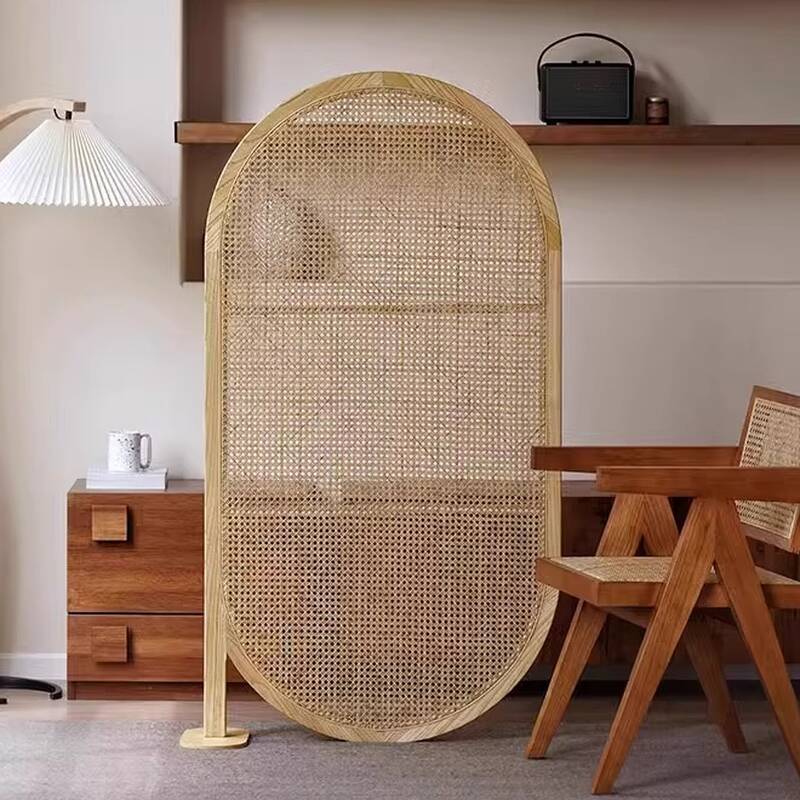 Simplistic Indoor Translucent Single Panel Room Partition Wall with Cane Standalone Design