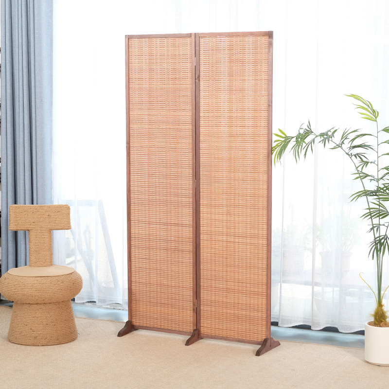 Room Partition Wall with Simplistic Style for Indoor Use, Opaque Single Panel, 2 Panels Bambusa Standalone