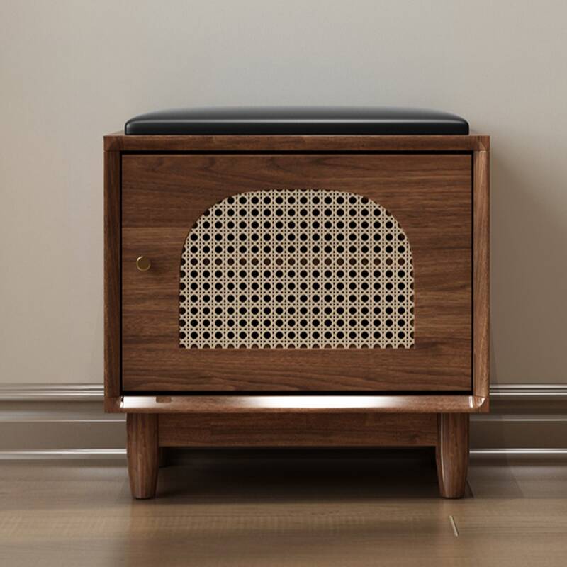 Modern Simple Style Rectangular Solid Colour Storage Ottoman in Cerulean Artificial Leather with Container