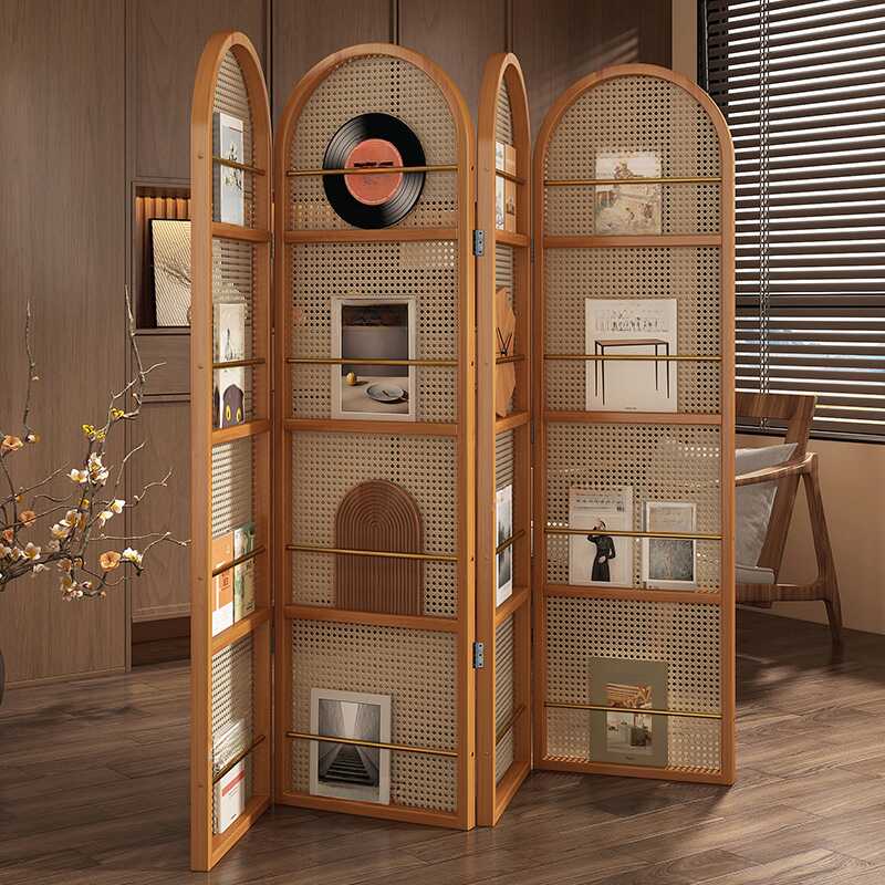 Simplistic Translucent Single Panel/Collapsible Room Partition Wall with Shelf and Standalone Polymerized Material