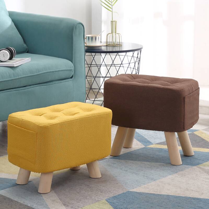 Modern Simple Style Rectangular Storage Ottoman with Timber Frame and Container, Featuring Removable Cushion Cover and Button-tufted Design