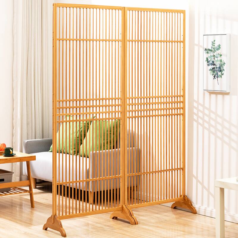 Unfinished Simplistic Transparent Single Panel Room Partition Wall with Bambusa Screen and Standalone Design