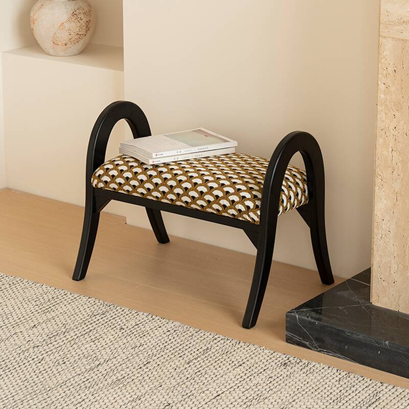 Modish Rectangle Floral-patterned Standard Ottoman in Flannel with Multiple Colour Upholstery