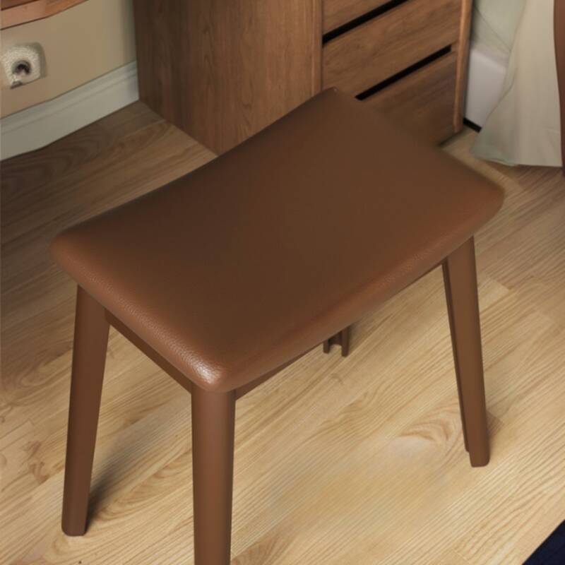 Modern Simple Style Rectangular Solid Colour Standard Ottoman in Genuine Leather with Gray/White/Auburn Options