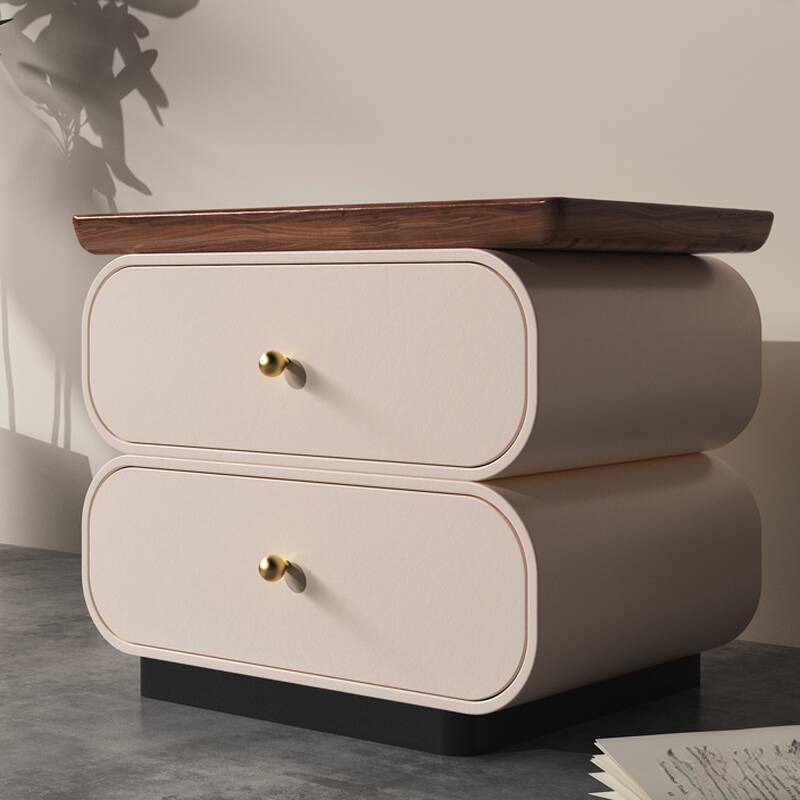 Modish 2 Drawers Wood Drawer Storage Bedside Table