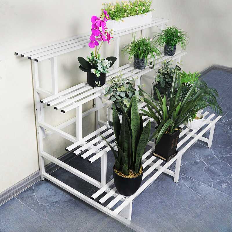 Versatile 4/3/2 Tiers Rectangle Steel Plant Holder with 1 Piece and 4/3/2 Shelves on Legs