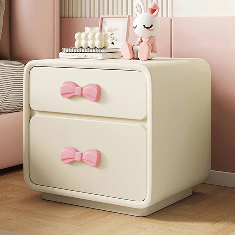 Modish 2 Drawers Artificial Leather Drawer Storage Bedside Table
