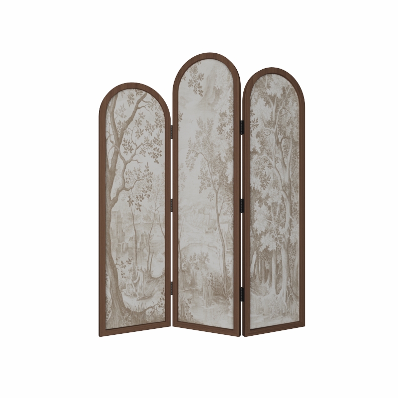 Room Partition Wall with Simplistic Style and Opaque Light Filtration, Collapsible Natural Wood Frame, 4 Panels/3 Panels, Double Sided Print, Standalone