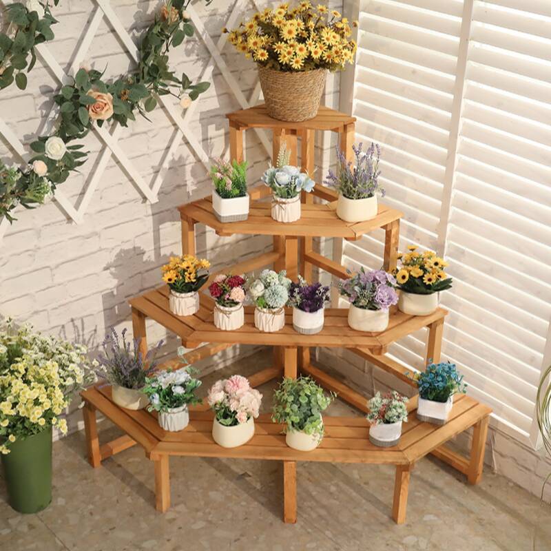 Free Form Engineered Wood Plant Holder with 1 Piece and 4/3/2 Shelves on Legs