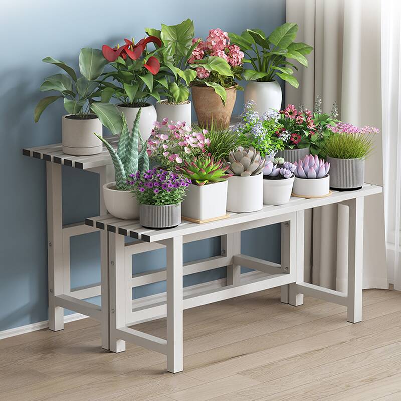 Rectangle 1 Piece Flower Stand with Metal Legs & 1 Shelf & 1 Tier
