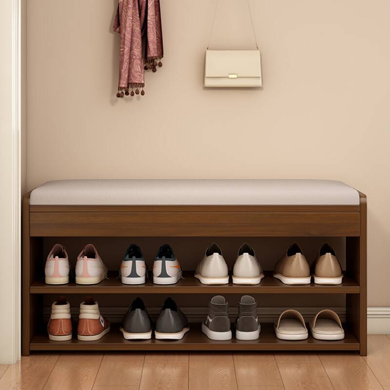 Casual Rectangular Solid Colour Storage Ottoman in Light Gray Artificial Leather