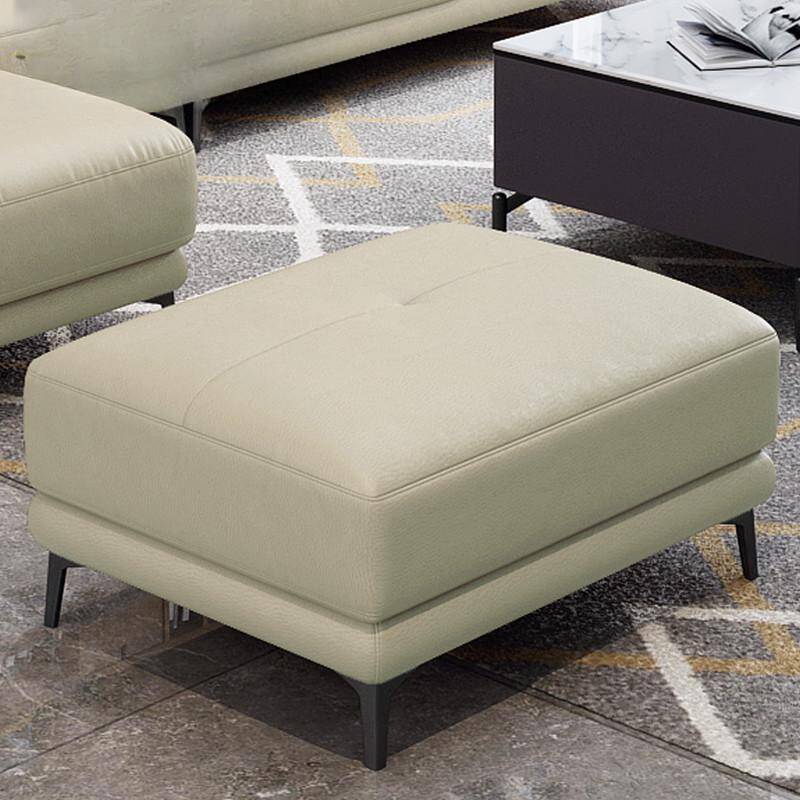 Casual Rectangular/Square Solid Colour Standard Ottoman in Genuine Leather Beige