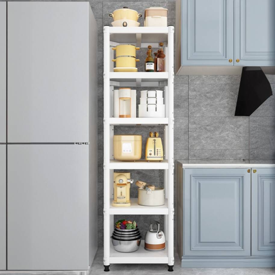 White Casual Cabinet Shelf with Flame-resistant Alloy Frame, Unattached Solid Shelving