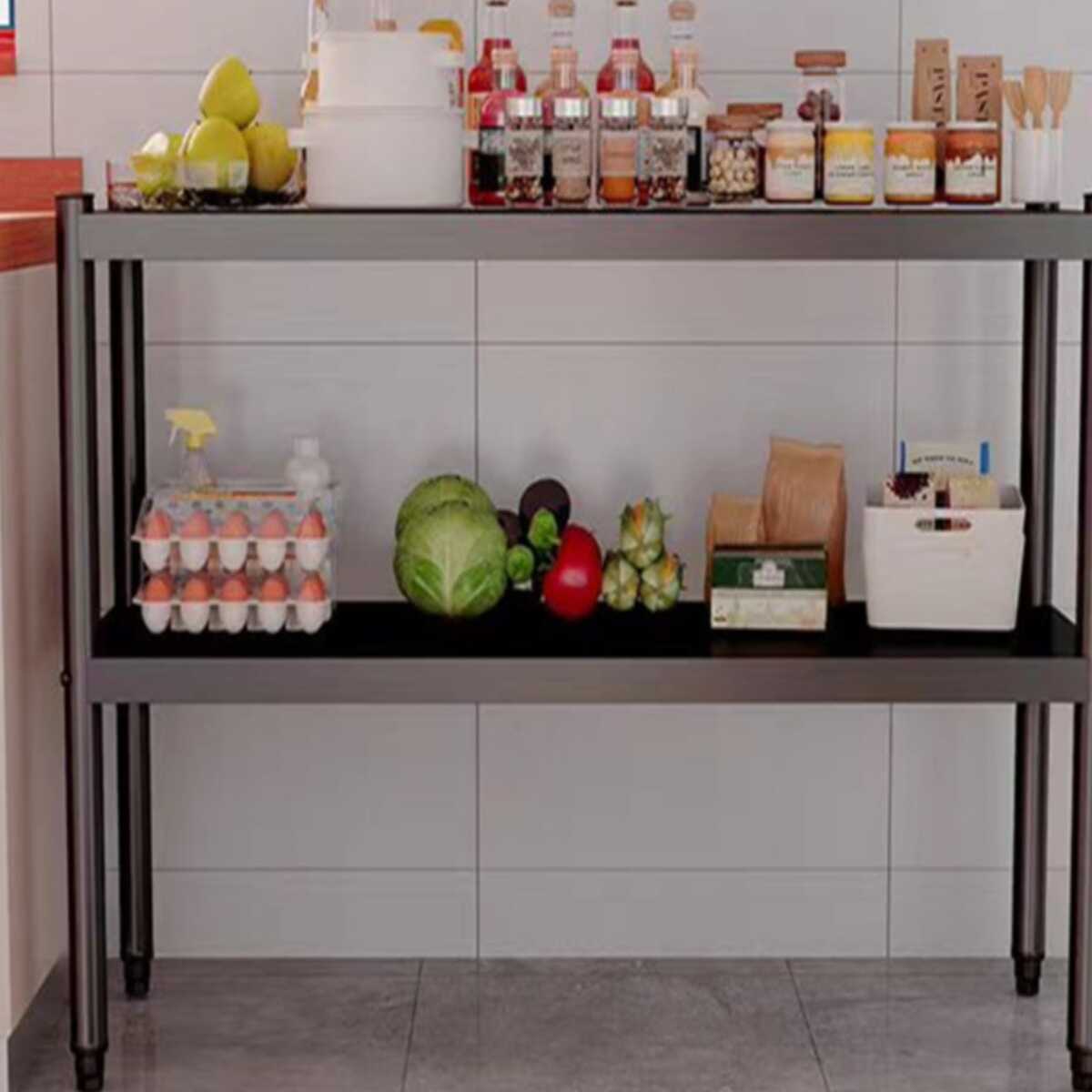 Ink Casual Food Storage Shelf with Wire Frame and Unattached Solid Shelves