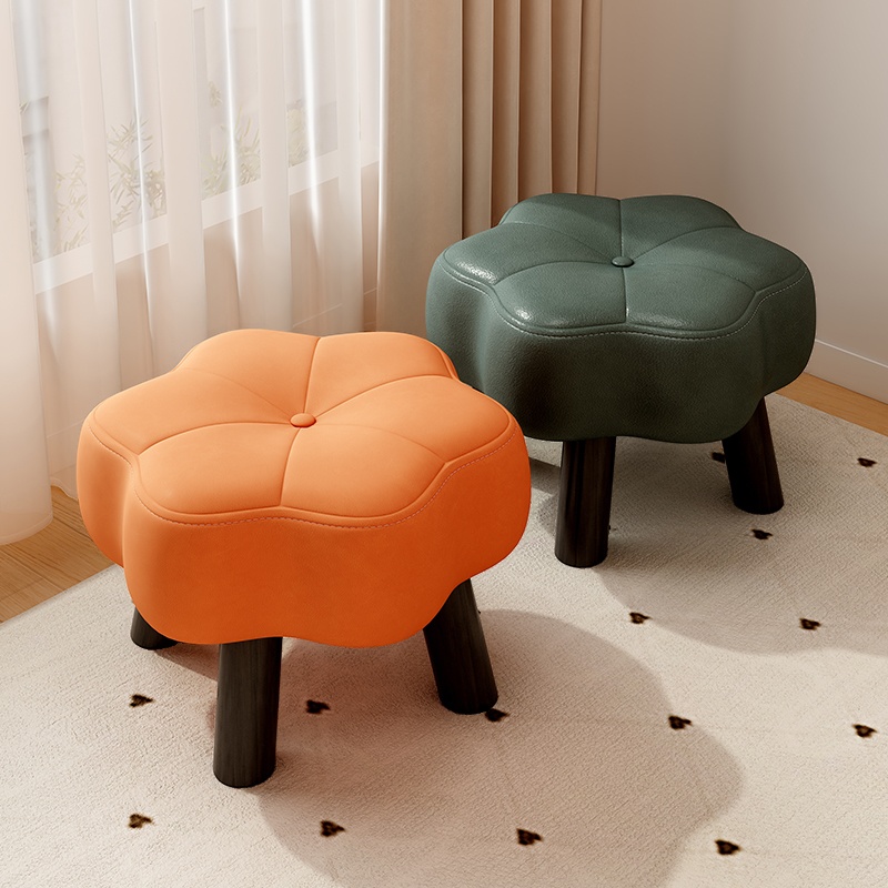 Contemporary Unique Solid Colour Standard Ottoman in Leatherette with Dove Grey/Jade Green/Citrus Colour and Button-tufted Detailing