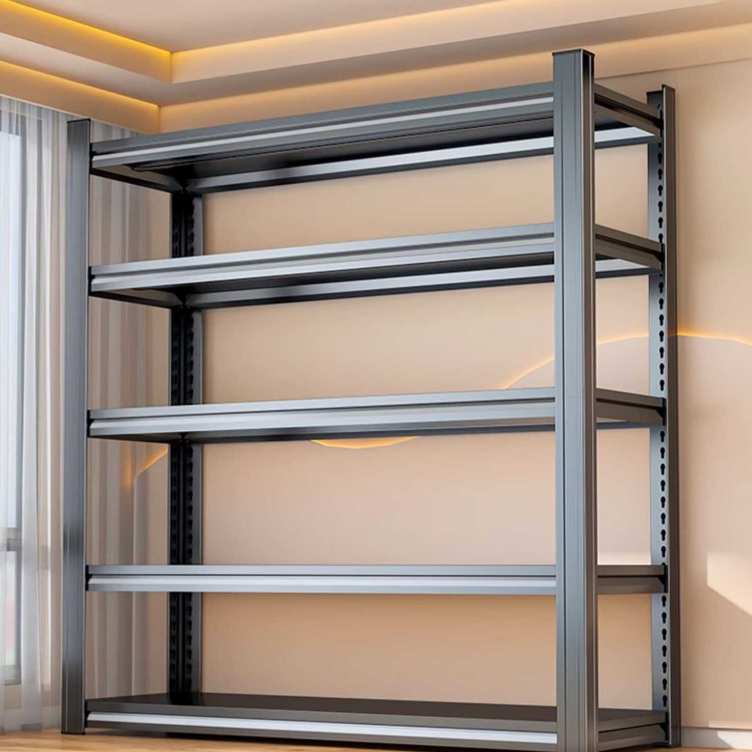 Casual Steel Warehouse Shelving Rack with Unattached Solid Shelves