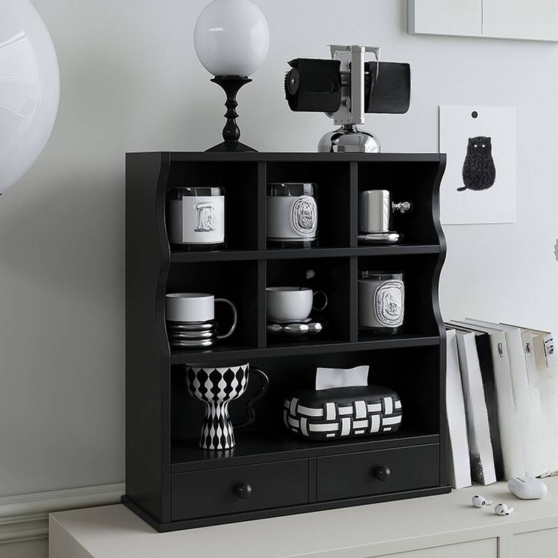Casual Cabinet Shelf with Compartment Drawers in Pine Wood
