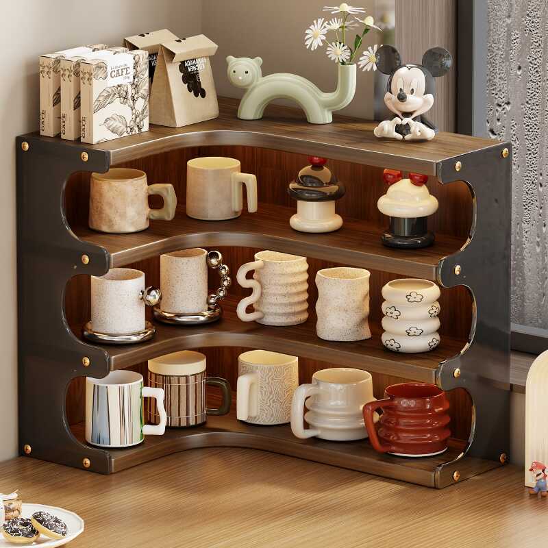 Casual 3 Tiers/4 Tiers L Shaped Polymer Cabinet Shelf for Corner