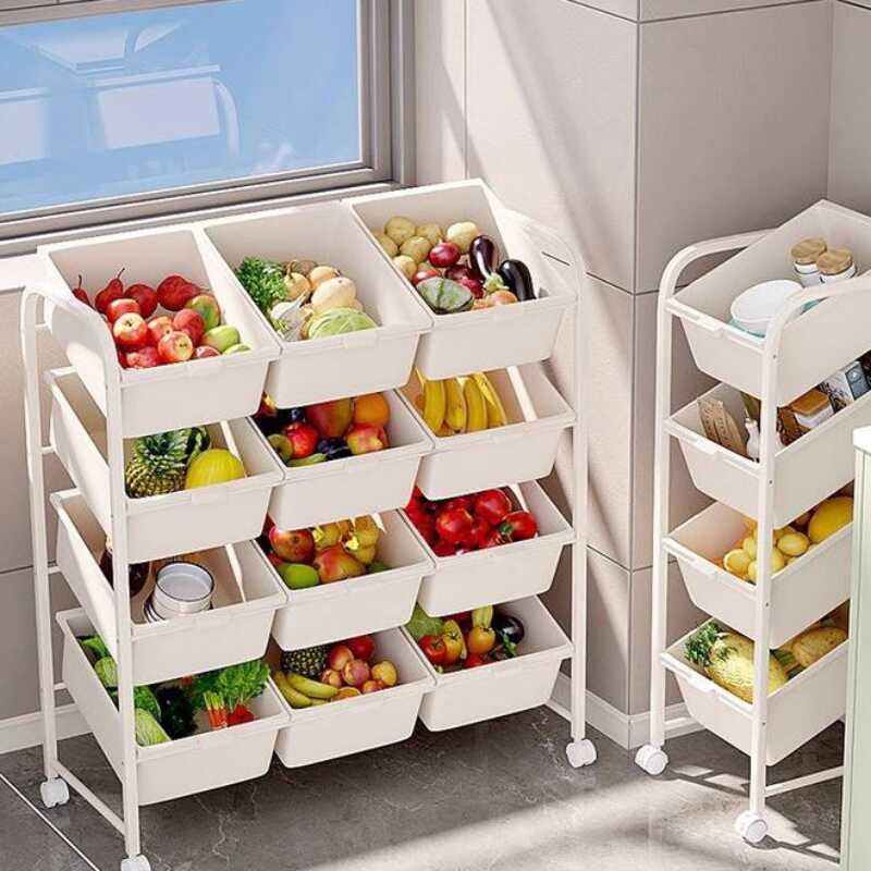 Casual 4 Tiers/3 Tiers/2 Tiers Rectangle Swivel Cabinet Shelf