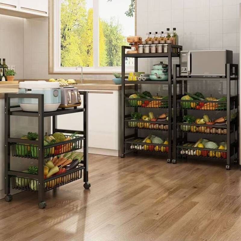 Casual Rectangle Food Storage Shelf with Flame-resistant, Swivel, and Creel Baskets