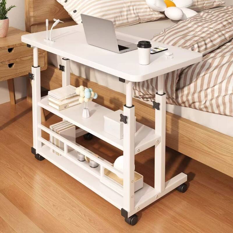 Art Deco Composite Wood Computer Cart with Adjustable Height, Roller Wheels, and Shelves in a Stand Vertical Design